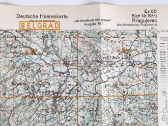 Deutsche Heereskarte 1943 "Kragujevac" Serbien