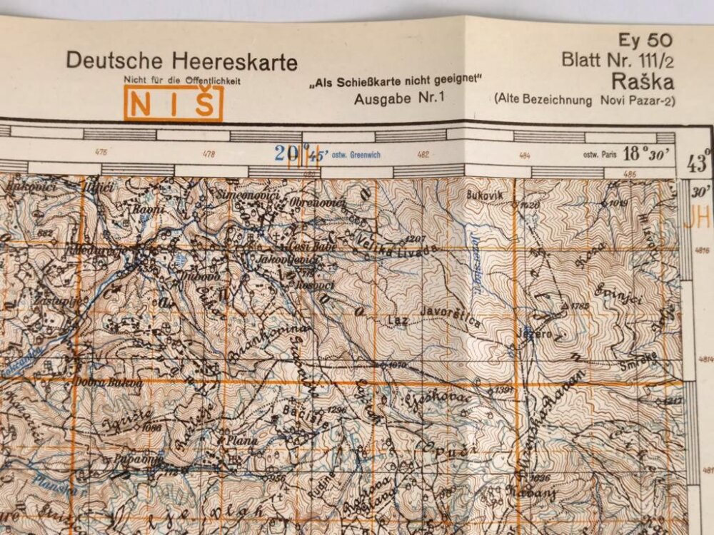 Srbmapa Reka Raska Deutsche Heereskarte 1943