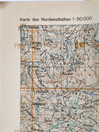 Deutsche Heereskarte 1943 "Kamen" Serbien