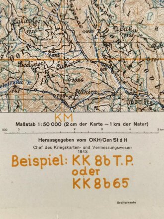 Deutsche Heereskarte 1943 "Brus" Serbien