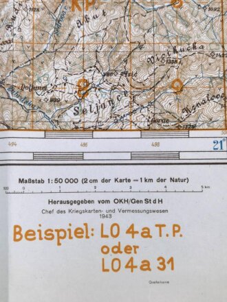 Deutsche Heereskarte 1943 "Domisevina" Serbien