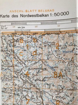 Deutsche Heereskarte 1943 "Guca" Serbien