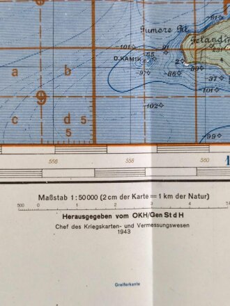 Deutsche Heereskarte 1943 "Isola St. Andrea" Kroatien