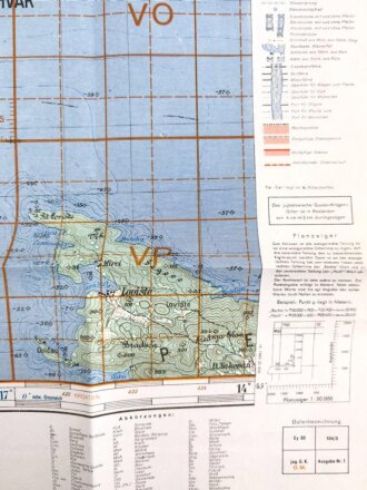 Deutsche Heereskarte 1943 "Ostrvo Hvar" Kroatien