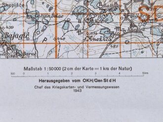 Deutsche Heereskarte 1943 "Rujani" Bosnien und Herzegowina