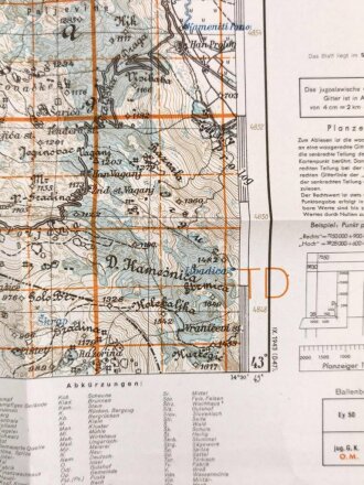 Deutsche Heereskarte 1943 "Rujani" Bosnien und Herzegowina