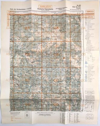 Deutsche Heereskarte 1943 "Prozor" Bosnien und Herzegowina
