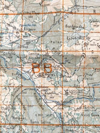 Deutsche Heereskarte 1943 "Prozor" Bosnien und Herzegowina
