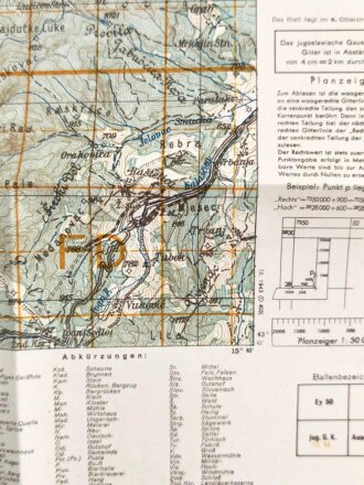Deutsche Heereskarte 1943 "Fojnica" Bosnien und Herzegowina