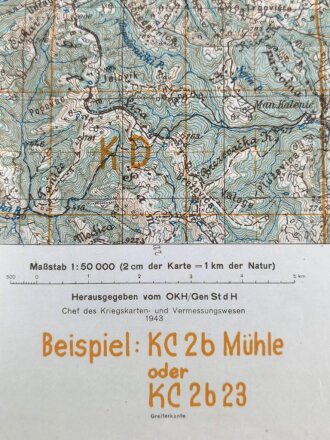 Deutsche Heereskarte 1943 "Koricani" Serbien