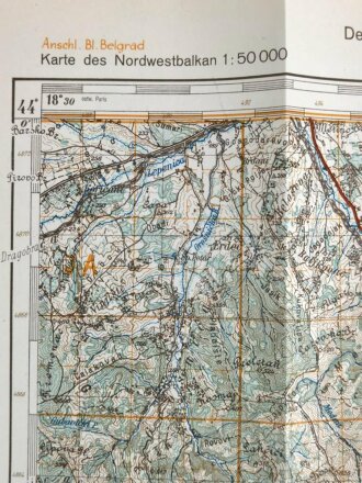 Deutsche Heereskarte 1943 "Koricani" Serbien