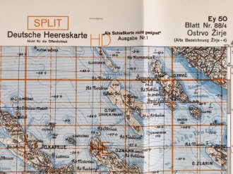 Deutsche Heereskarte 1943 "Ostrvo Zirje" Kroatien