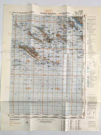 Deutsche Heereskarte 1943 "Ostrvo Zirje" Kroatien