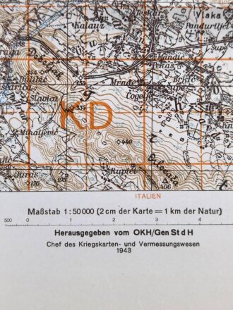 Deutsche Heereskarte 1943 "Kistanje" Kroatien
