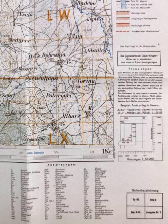 Deutsche Heereskarte 1943 "Belacevac" Kosovo