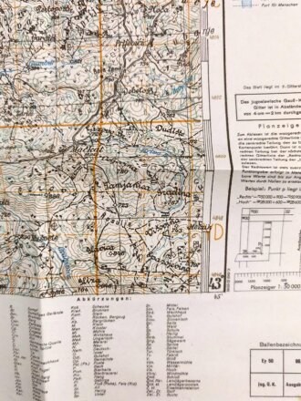 Deutsche Heereskarte 1943 "Dub" Serbien