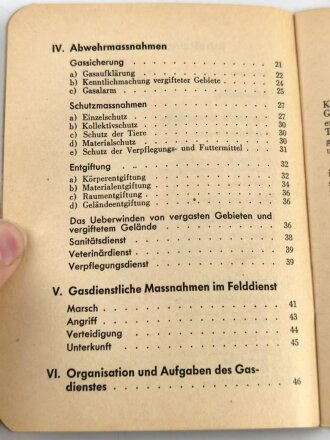 Schweizerische Armee " Allgemeine Vorschriften Gasschutzdienst" 48 Seiten, datiert 1946