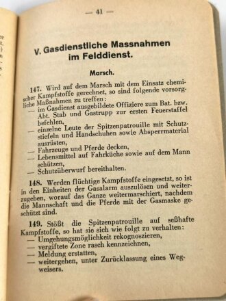 Schweizerische Armee " Allgemeine Vorschriften Gasschutzdienst" 48 Seiten, datiert 1946