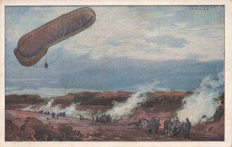1. Weltkrieg Ansichtskarte "Fesselballon, unsere Artilleriewirkung beobachtend"