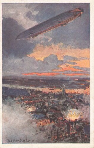 1. Weltkrieg Ansichtskarte "Zeppelin über Antwerpen"