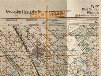 Deutsche Heereskarte 1943 "Kistelek" Ungarn