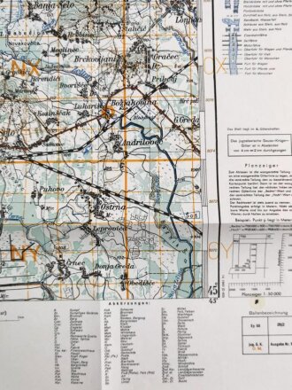 Deutsche Heereskarte 1943 "Dugo Selo" Kroatien