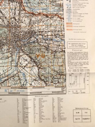 Deutsche Heereskarte 1943 "Ljubljana" Slowenien