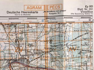 Deutsche Heereskarte 1943 "Virovitica" Kroatien