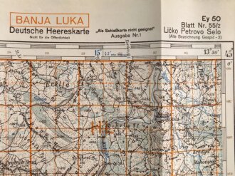 Deutsche Heereskarte 1943 "Licko Petrovo Selo" Kroatien