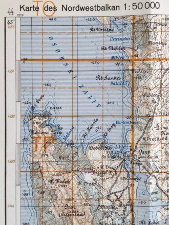 Deutsche Heereskarte 1943 "Isola Lussin" Kroatien