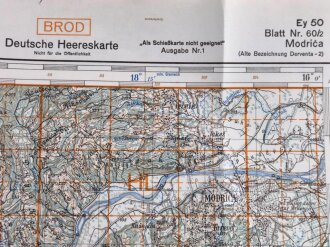 Deutsche Heereskarte 1943 "Modrica" Bosnien und...