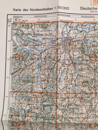 Deutsche Heereskarte 1943 "Derventa" Bosnien und Herzegowina