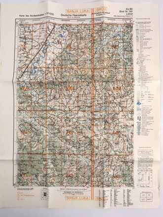 Deutsche Heereskarte 1943 "Lisnja" Bosnien und...