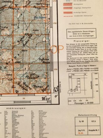 Deutsche Heereskarte 1943 "Smrijecno" Montenegro