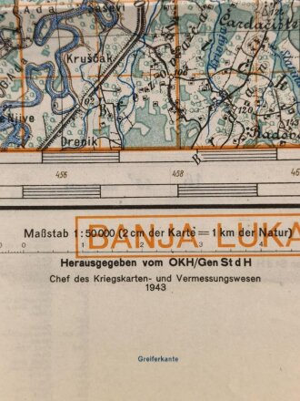 Deutsche Heereskarte 1943 "Staro Petrovo Selo" Kroatien