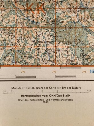 Deutsche Heereskarte 1943 "Vrnograc" Bosnien und Herzegowina