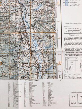 Deutsche Heereskarte 1943 "Knic" Serbien