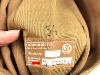 Hitlerjugend, Schiffchen "Sommermütze" in sehr gutem Zustand. Ungetragens Stück mit RZM Etikett, , Kopfgrösse 54