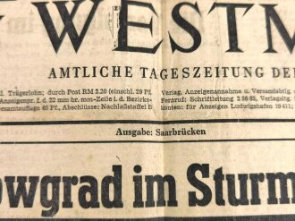 "NSZ Westmark", Amtliche Tageszeitung der NSDAP Gau Westmark, 18./19. Juli 1942, Ausgabe Saarbrücken