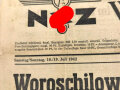 "NSZ Westmark", Amtliche Tageszeitung der NSDAP Gau Westmark, 18./19. Juli 1942, Ausgabe Saarbrücken