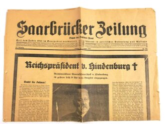 "Saarbrücker Zeitung" Organ der Deutschen Front, 3. August 1934