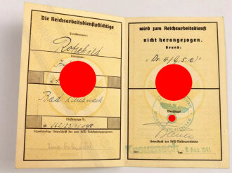 Reichsarbeitsdienst WJ, "Nichtheranziehung zum Reichsarbeitsdienst" datiert 1941