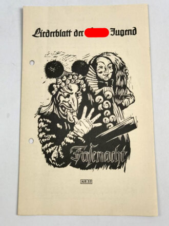 Liederblatt der Hitler-Jugend "Fastenacht"...