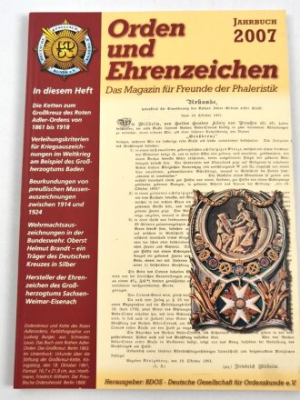 "Orden und Ehrenzeichen, Das Magazin für Sammler und Forscher" Jahrbuch 2007, minimal gebraucht