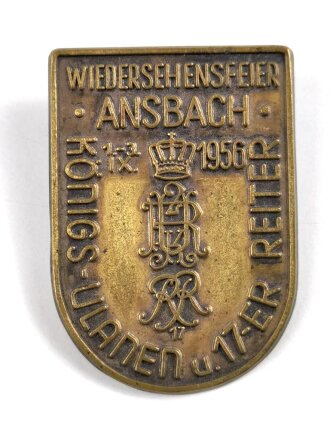 Blechabzeichen, Wiedersehensfeier Ansbach " Königs- Ulanen und 17er Reiter Treffen 1956 "