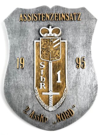 Österreich Bundesheer, Wandtafel "Assistenzeinsatz 2.AssKp Nord" 1995. Höhe 22,5cm"