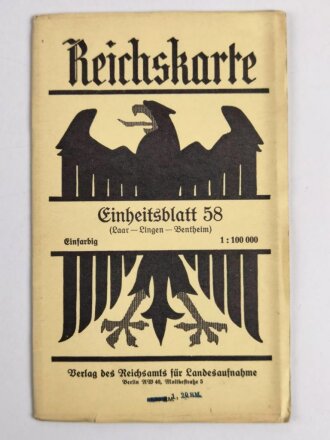 Reichskarte, Einheitsblatt 58, Laar - Lingen - Bentheim