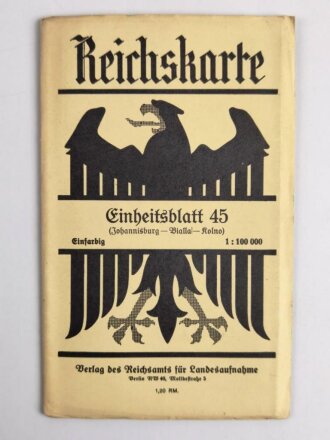 Reichskarte, Einheitsblatt 45, Johannisburg - Bialla - Kolno