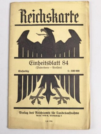 Reichskarte, Einheitsblatt 84, Paderborn - Arolsen