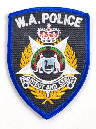 Polizei Australien , "W.A. Police" Patch,  "Protect and Serve " vom Diensthemd abgetrennt